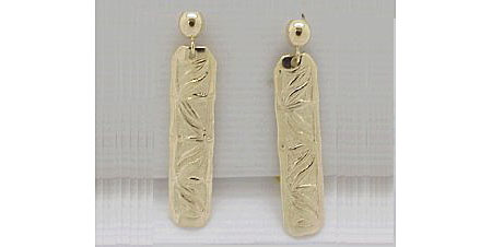 14k Gold Bamboo Round Hawaiian Post Earrings